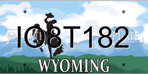 IO8T182 Wyoming License Plate