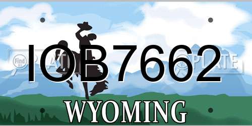 IOB7662 Wyoming License Plate