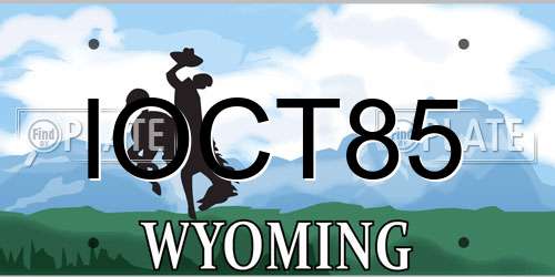 IOCT85 Wyoming License Plate