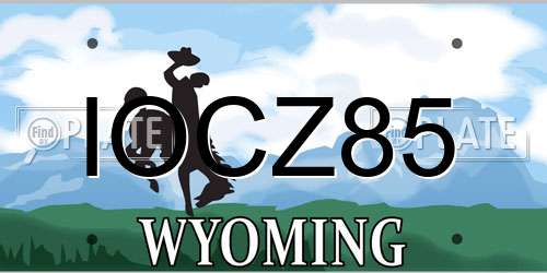IOCZ85 Wyoming License Plate