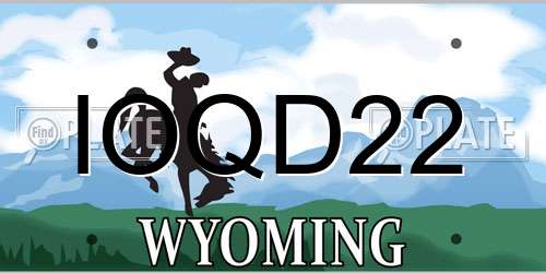 IOQD22 Wyoming License Plate