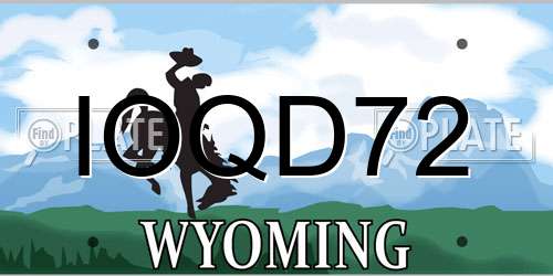 IOQD72 Wyoming License Plate