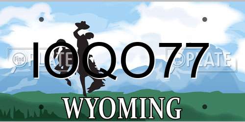 IOQO77 Wyoming License Plate