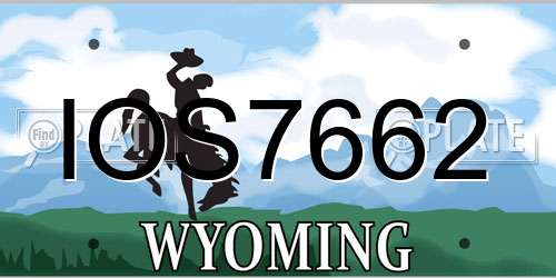 IOS7662 Wyoming License Plate
