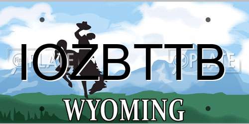 IOZBTTB Wyoming License Plate