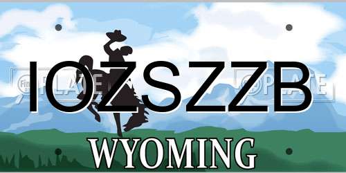 IOZSZZB Wyoming License Plate