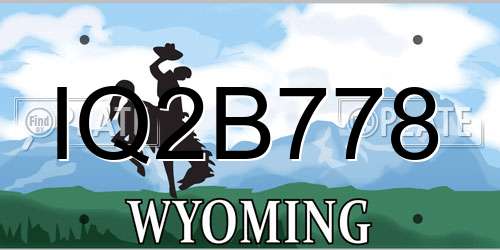 IQ2B778 Wyoming License Plate