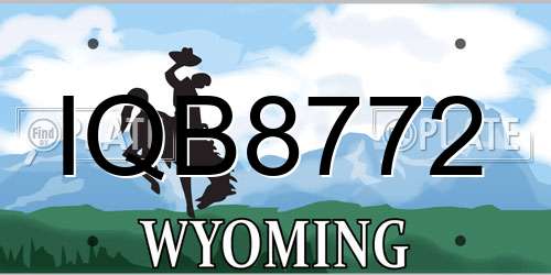 IQB8772 Wyoming License Plate