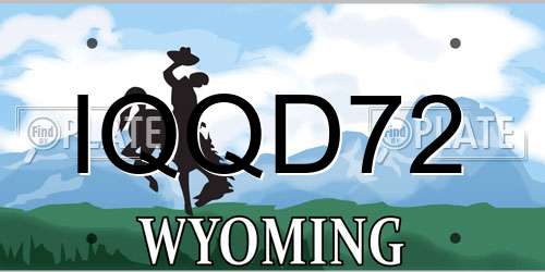 IQQD72 Wyoming License Plate