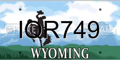 IQR749 Wyoming License Plate