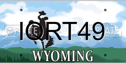 IQRT49 Wyoming License Plate