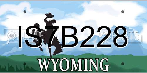 IS7B228 Wyoming License Plate