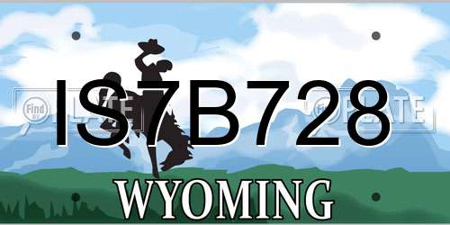 IS7B728 Wyoming License Plate