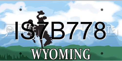 IS7B778 Wyoming License Plate
