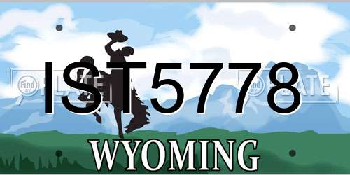 IST5778 Wyoming License Plate