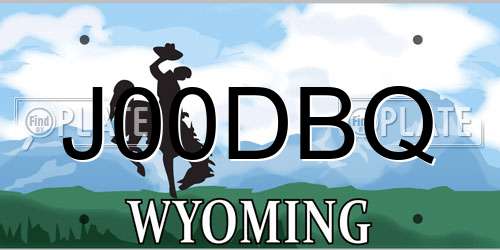 J00DBQ Wyoming License Plate