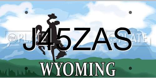 J45ZAS Wyoming License Plate