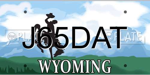 J65DAT Wyoming License Plate