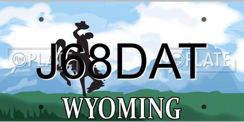 J68DAT Wyoming License Plate