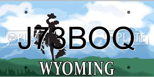 J73BOQ Wyoming License Plate