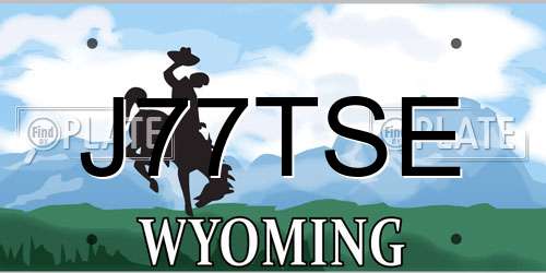 J77TSE Wyoming License Plate