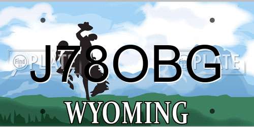 J78OBG Wyoming License Plate