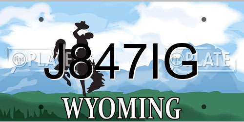 J847IG Wyoming License Plate