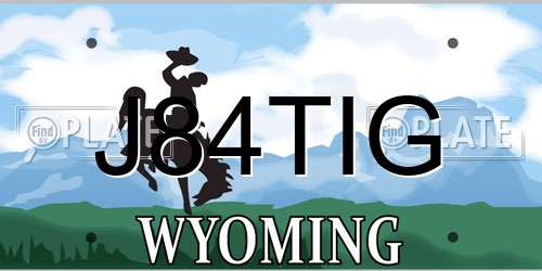 J84TIG Wyoming License Plate