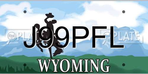 J99PFL Wyoming License Plate