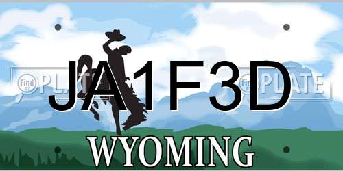 JA1F3D Wyoming License Plate