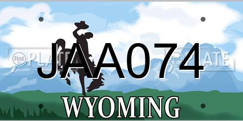 JAA074 Wyoming License Plate