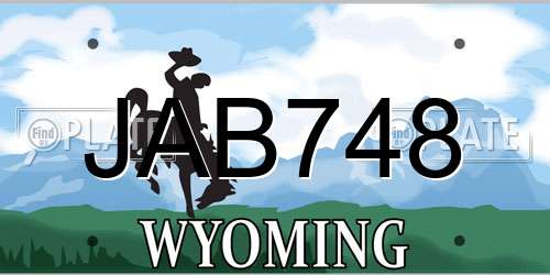 JAB748 Wyoming License Plate