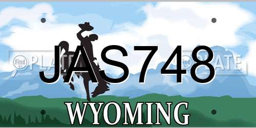 JAS748 Wyoming License Plate