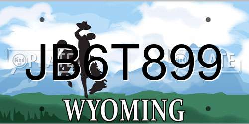 JB6T899 Wyoming License Plate