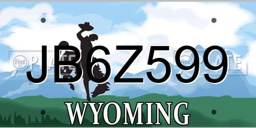 JB6Z599 Wyoming License Plate