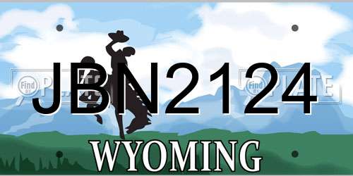 JBN2124 Wyoming License Plate