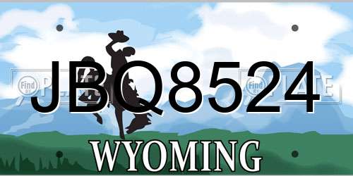 JBQ8524 Wyoming License Plate