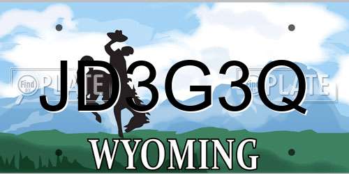 JD3G3Q Wyoming License Plate