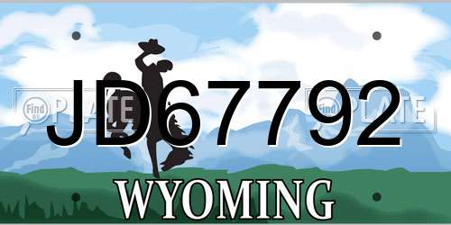 JD67792 Wyoming License Plate