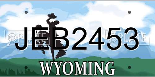 JEB2453 Wyoming License Plate