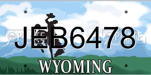 JEB6478 Wyoming License Plate