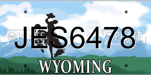 JES6478 Wyoming License Plate
