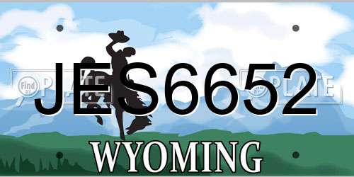 JES6652 Wyoming License Plate