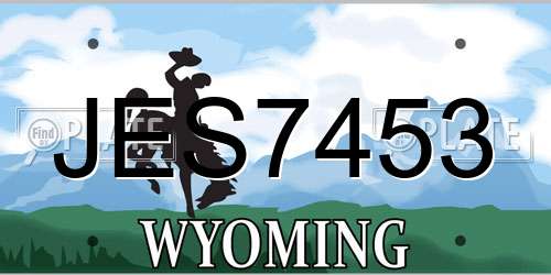JES7453 Wyoming License Plate
