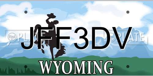 JFF3DV Wyoming License Plate