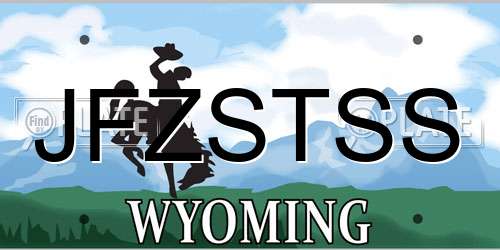 JFZSTSS Wyoming License Plate