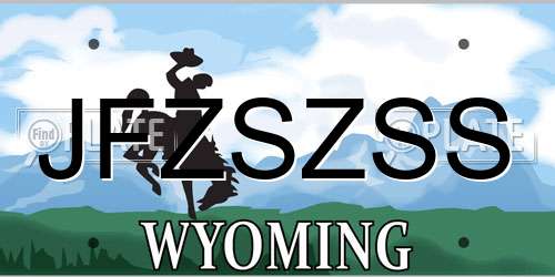 JFZSZSS Wyoming License Plate