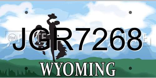 JGR7268 Wyoming License Plate