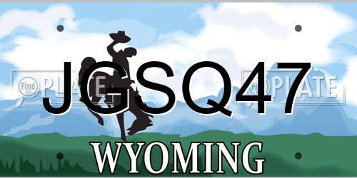 JGSQ47 Wyoming License Plate
