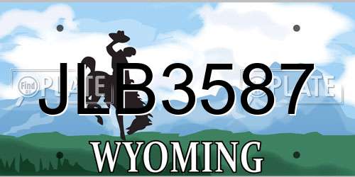 JLB3587 Wyoming License Plate